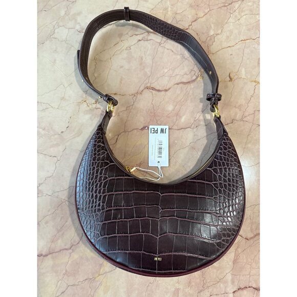 JW PEI Carly Saddle Bag in Brown Croc New Womens Shoulder Purse - Picture 7 of 14
